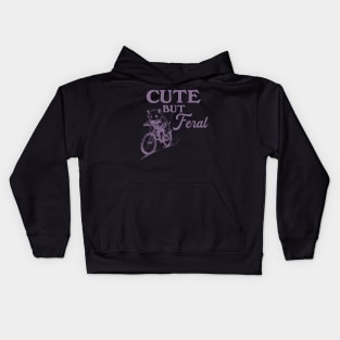 Cute But Feral Possum On A Bike Shirt, funny possum meme Kids Hoodie